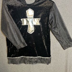 Ladies Med Black and Silver Long Sleeve Top